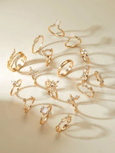 17pcs Rhinestone & Star Decor Ring
