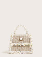 Faux Pearl Decor Tweed Satchel Bag - www.thetreasurebox.me