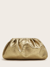 Croc Embossed Ruched Clutch Bag - www.thetreasurebox.me