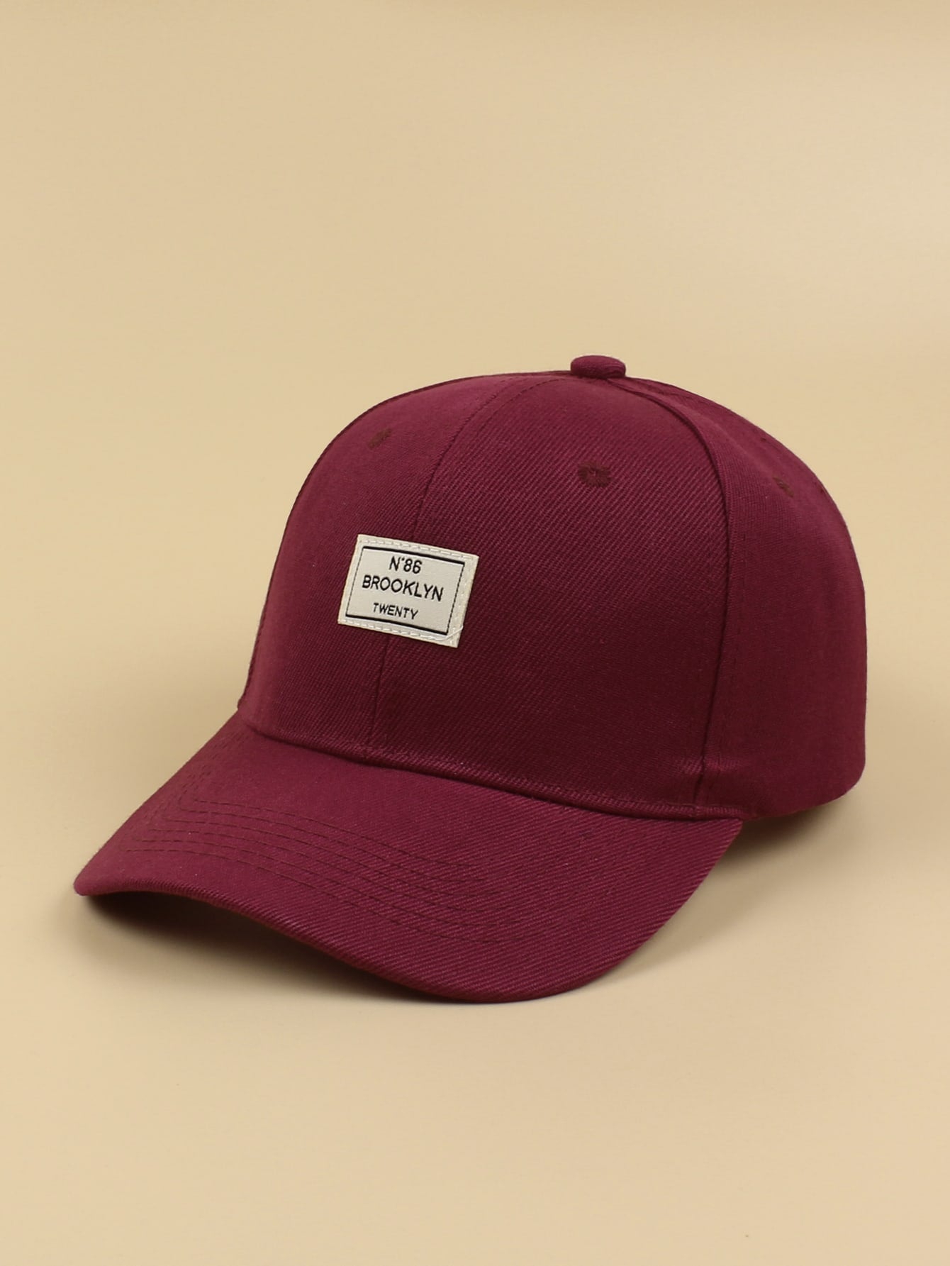 Letter Graphic Label Decor Baseball Cap - Burgundy - www.thetreasurebox.me