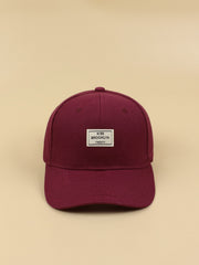 Letter Graphic Label Decor Baseball Cap - Burgundy - www.thetreasurebox.me