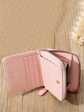 Quilted Zipper Around Small Wallet - Pink