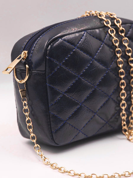 Light Blue Quilted Chainlink PVC Crossbody Bag