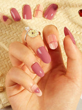 10 Pcs Long Coffin Press On Nails & 1 pc Nail File & 1 sheet Tape - Fuchsia