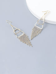 Tripoz Rhinestone Decor Tassel Detail Earrings - Gold - www.thetreasurebox.me
