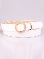 Gold round buckle thin belt - White  - FD ⚡