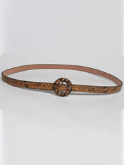 Round buckle snake skin pattern belt - Brown - FD ⚡