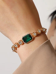 Chen Rhinestone Decor Bracelet - Green - FD ⚡