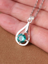 Water Drop Charm Necklace - Green