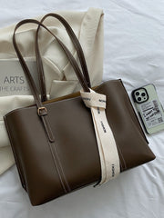 Knot Decor Large Capacity Tote Bag - Coffee Brown