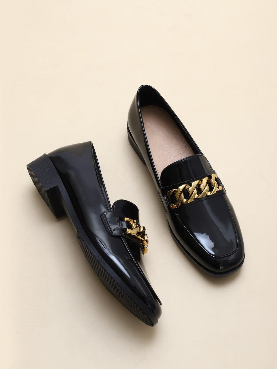 Floral Embroidery Loafer Mules - Black