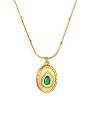 Round Green pendant necklace - FD ⚡
