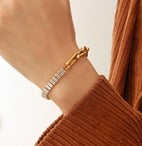 Golden Rhinestone Engraved Bracelet - FD ⚡