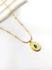 Round Green pendant necklace - FD ⚡