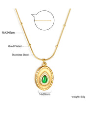 Round Green pendant necklace - FD ⚡