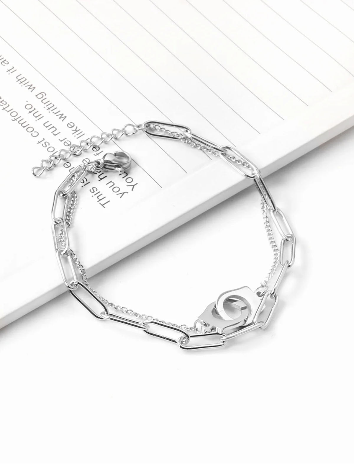 Cuff Charm Clip Chain Bracelet - Silver -  FD ⚡