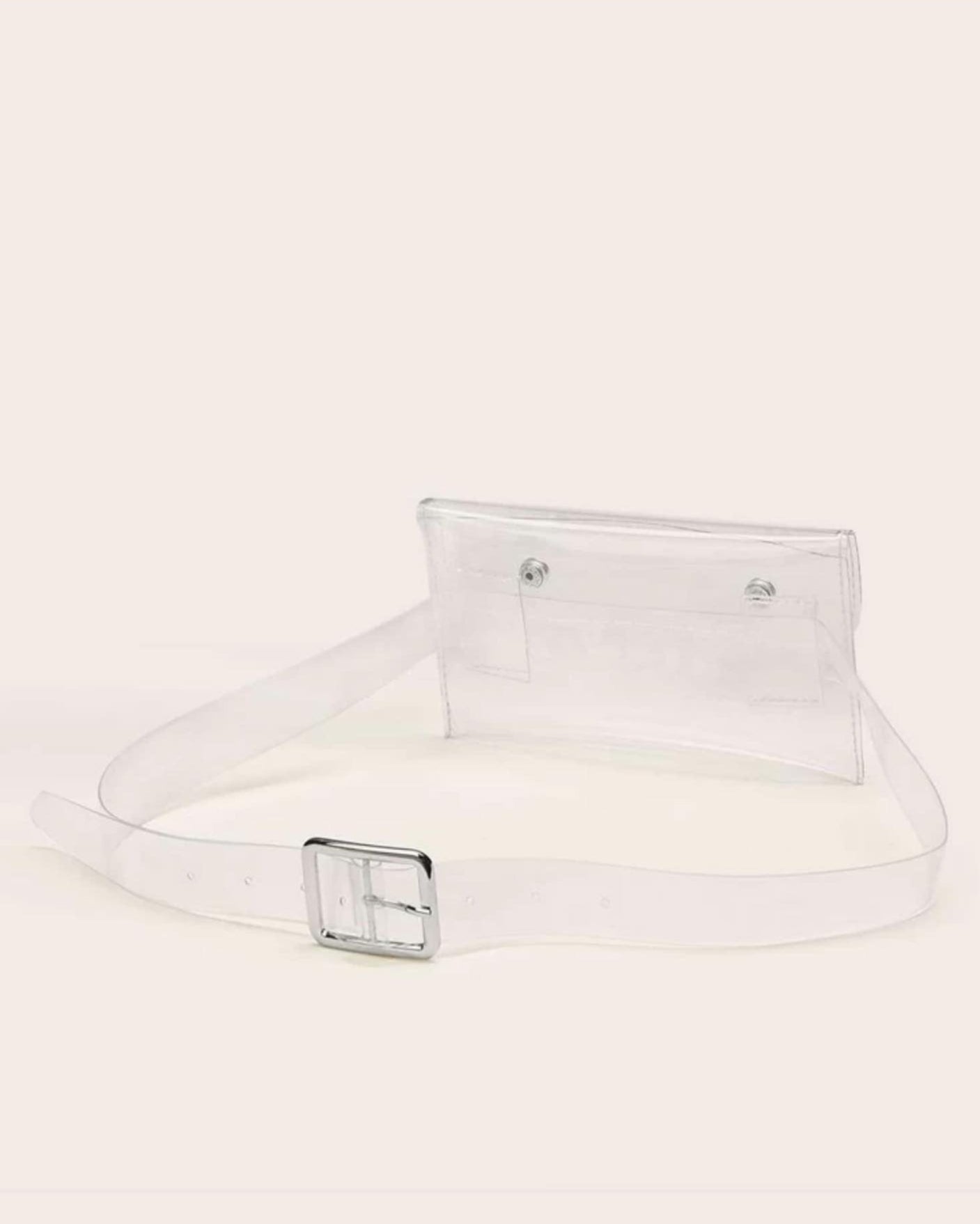Clear Snap Button Adjustable Belt Fanny Pack  - Transparent