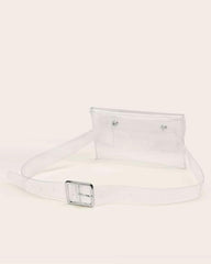 Clear Snap Button Adjustable Belt Fanny Pack  - Transparent