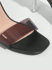 Crystal Decor Ankle Straps High Heels Sandals
