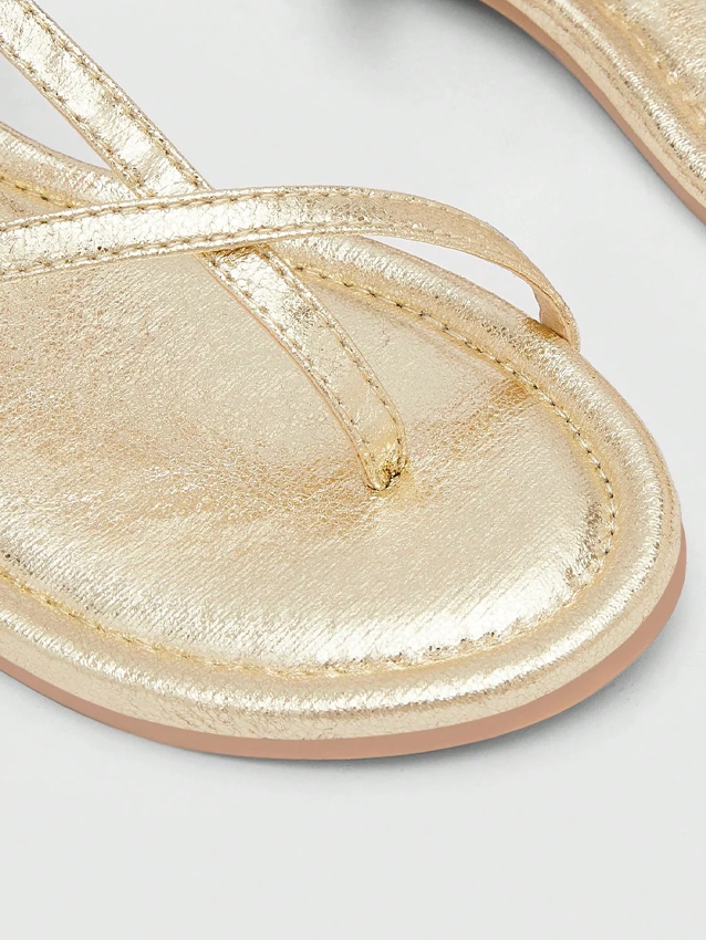 Rhinestone Decor Thong Sandals