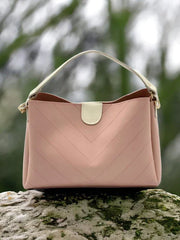 Minimalist Chevron Bucket Bag - Pink - FD ⚡