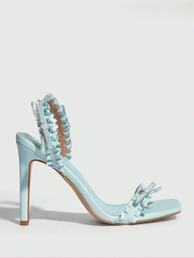 Rhinestone Decor Bow Knot High Heel Sandals