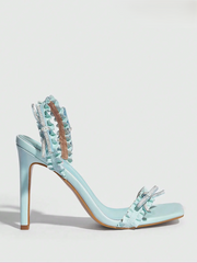 Rhinestone Decor Bow Knot High Heel Sandals
