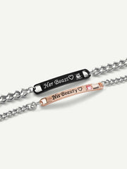 Letter Detail Chain Bracelet 2Pcs - FD ⚡