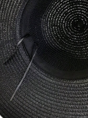 1pc Black Bowknot Decorated Straw Hat