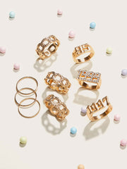 9pcs-textured-chain-number-rings- FD ⚡