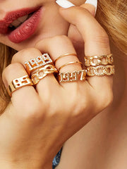 9pcs-textured-chain-number-rings- FD ⚡