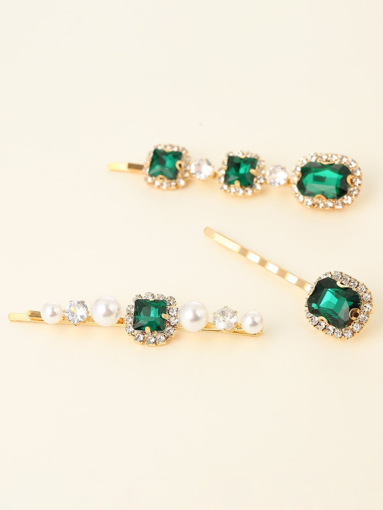 3pcs Gemstone Engraved Hair Clip - EC - TheTreasureBox.pk