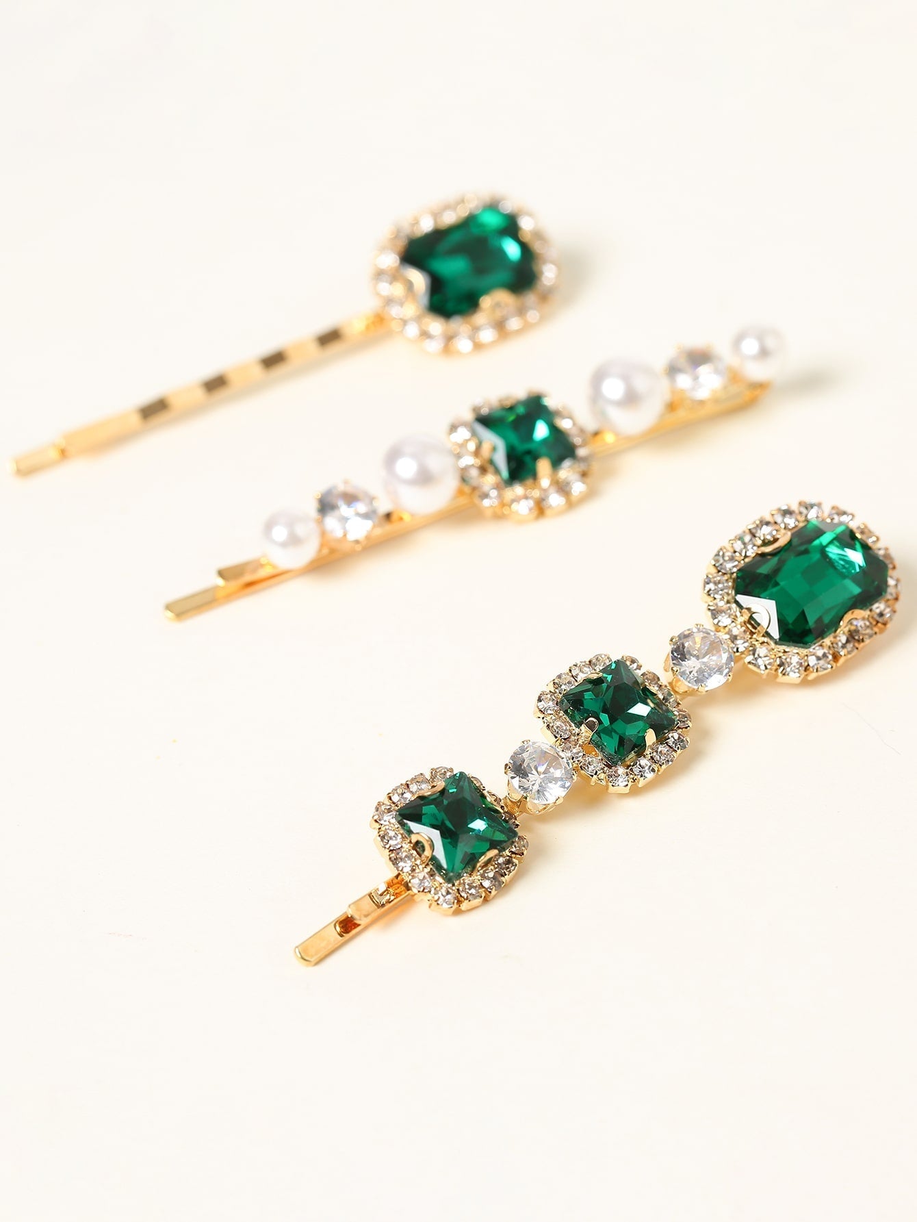 3pcs Gemstone Engraved Hair Clip - EC - TheTreasureBox.pk