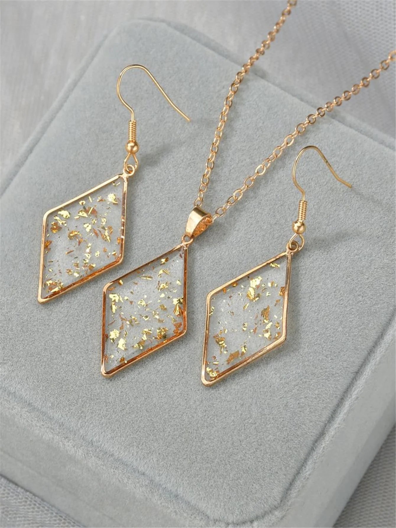 3pcs-clear-geometric-decor-jewelry-set  - FD ⚡