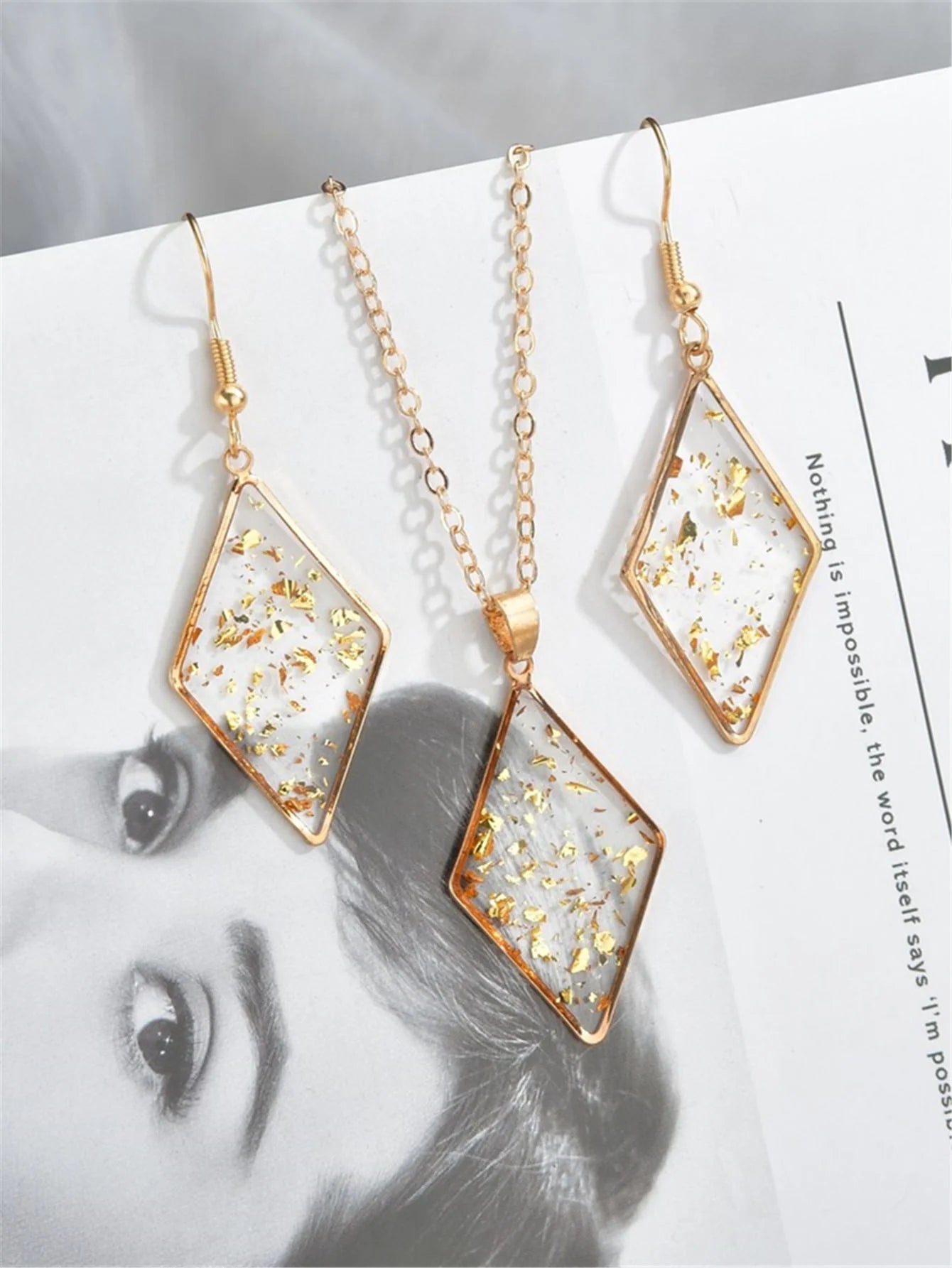 3pcs-clear-geometric-decor-jewelry-set  - FD ⚡