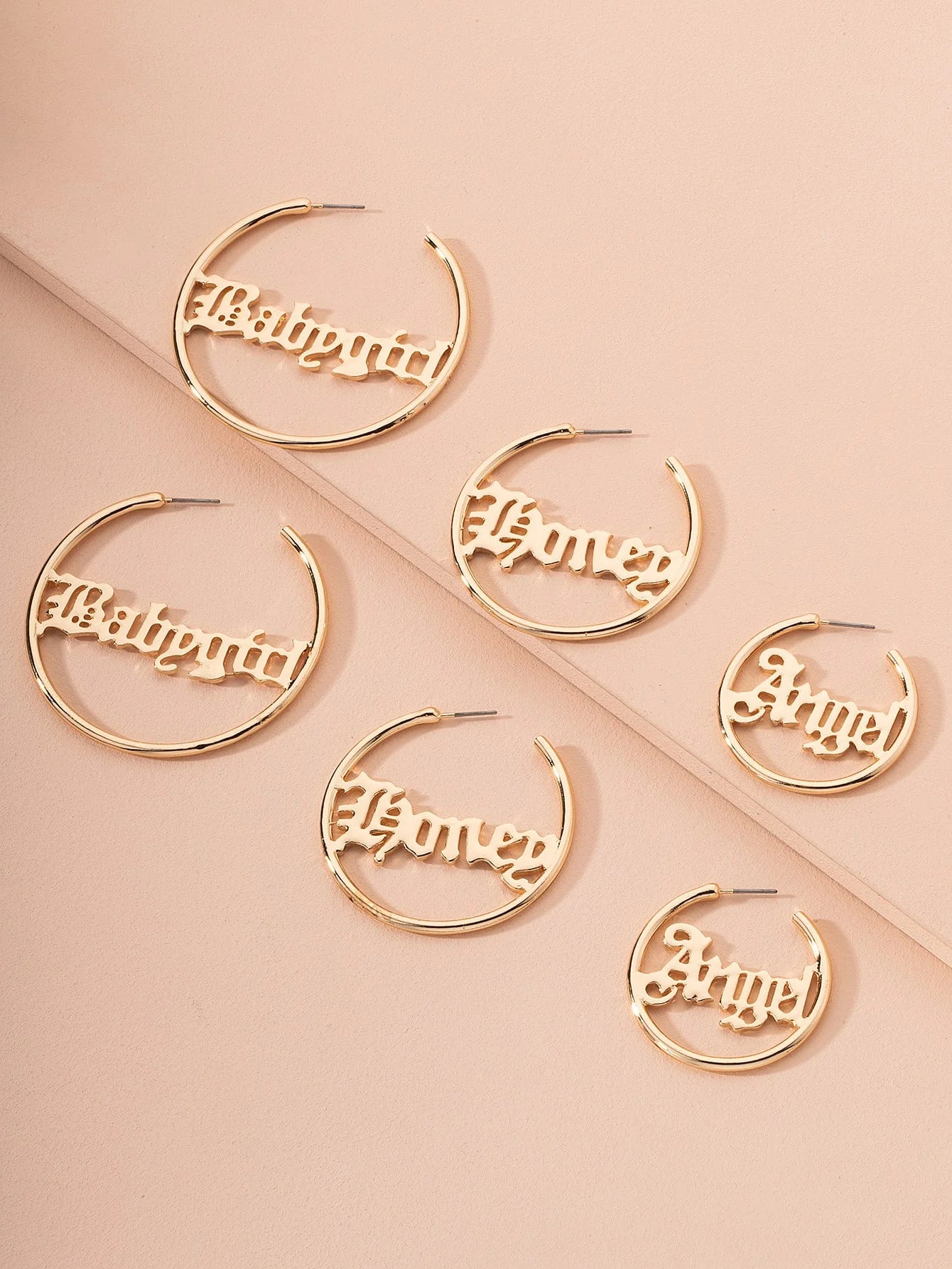 3pairs Letter Decor Cuff Hoop Earrings  - FD ⚡