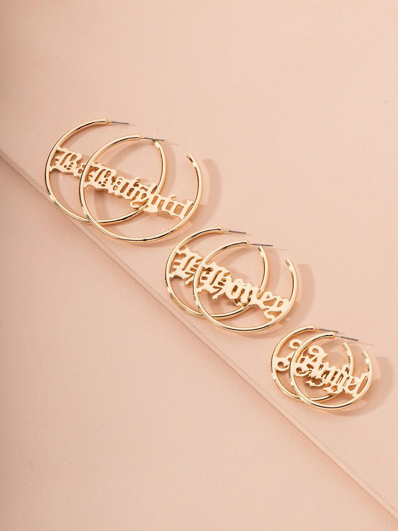 3pairs Letter Decor Cuff Hoop Earrings  - FD ⚡