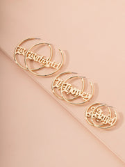3pairs Letter Decor Cuff Hoop Earrings  - FD ⚡