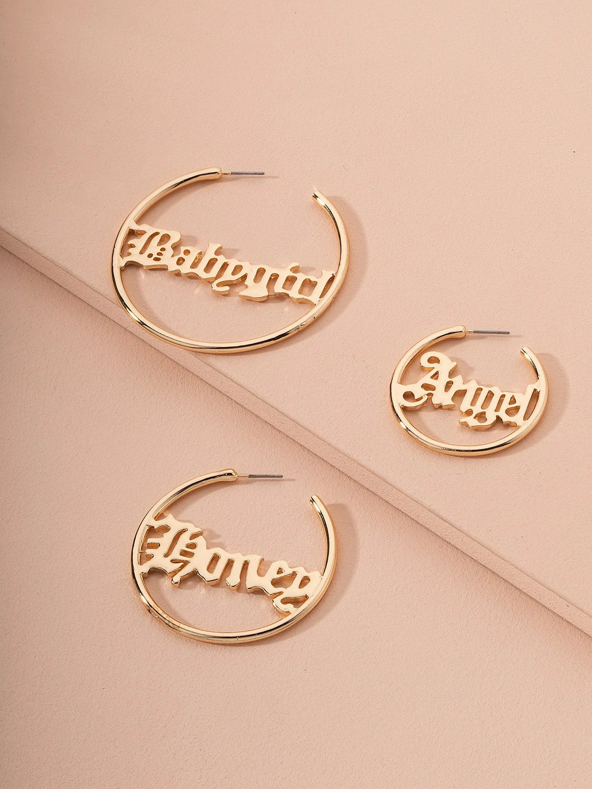 3pairs Letter Decor Cuff Hoop Earrings  - FD ⚡