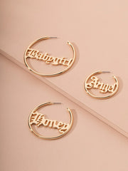 3pairs Letter Decor Cuff Hoop Earrings  - FD ⚡