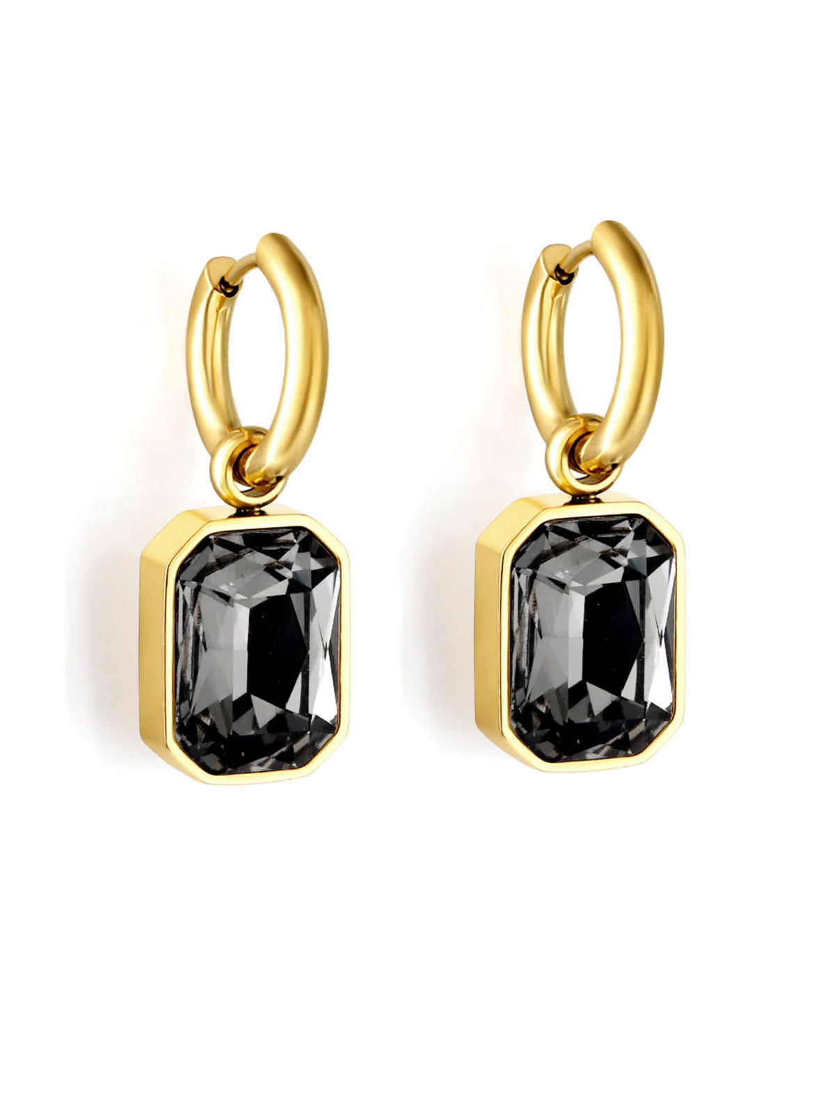 Stainless Steel Cubic Zirconia Drop Earrings
