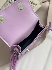 Mini Buckle Detail Stitch Detail Square Bag - Purple - FD ⚡