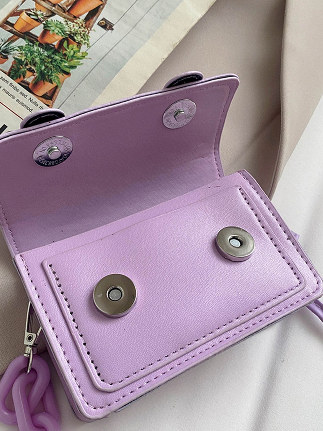 Mini Buckle Detail Stitch Detail Square Bag - Purple - FD ⚡