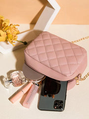Minimalist Quilted Chain Crossbody Bag  - Pink - FD ⚡