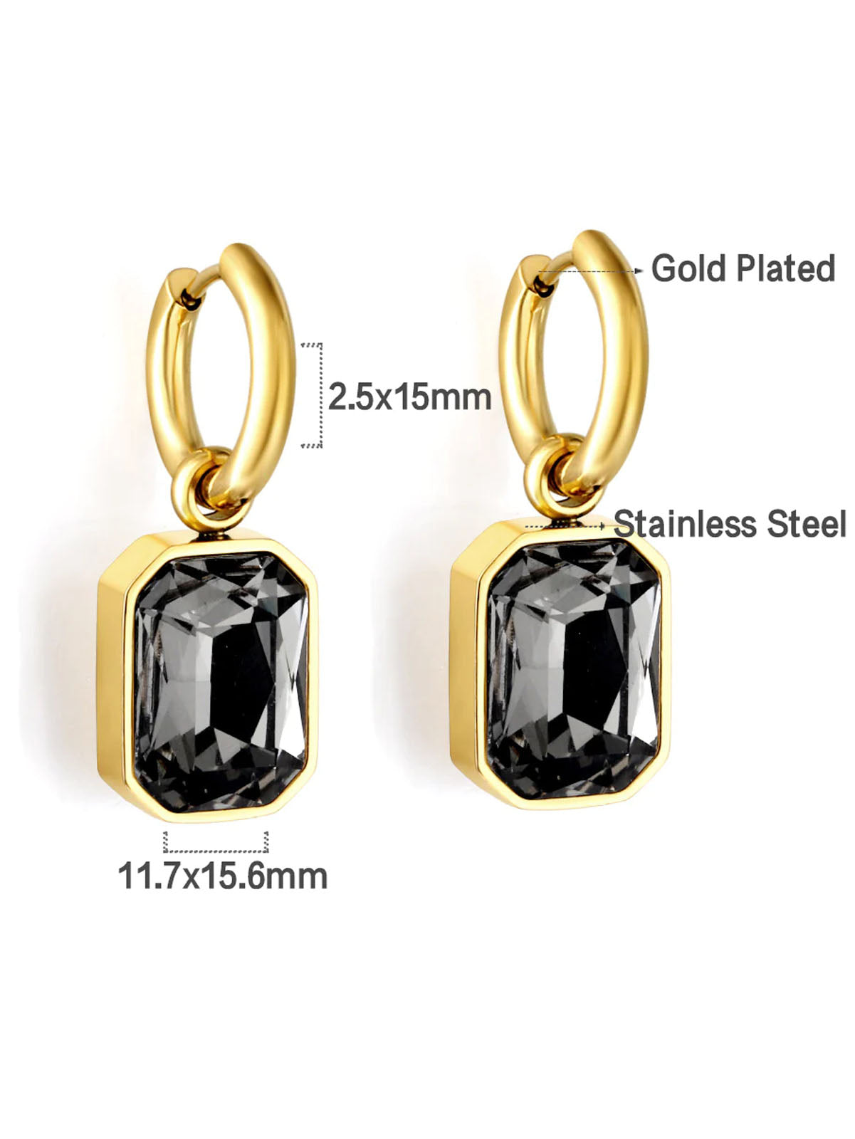 Stainless Steel Cubic Zirconia Drop Earrings