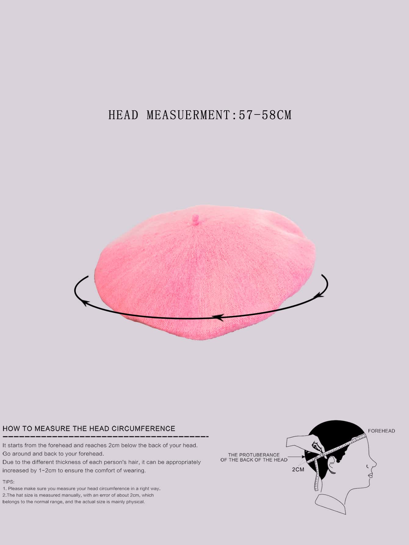 Basic Solid Beret - Pink