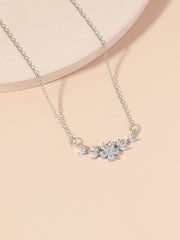 Zircon Decor Necklace  - Silver