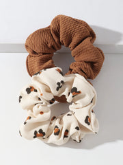 2pc Solid Floral Wide Scrunchie Set