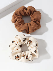 2pc Solid Floral Wide Scrunchie Set