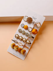 6pcs Heart & Round Decor Hair Clip